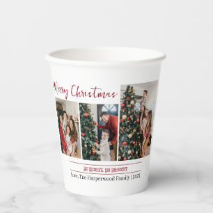 Simple and Modern Christmas Family Photo Collage Paper Cups