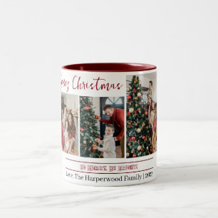  Simple and Modern Christmas Family Photo Collage Two-Tone Coffee Mug