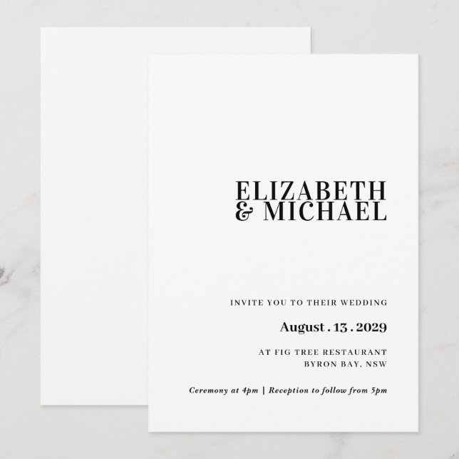 Simple and modern contemporary wedding invitation (Front/Back)