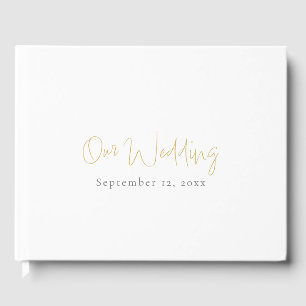 Simple and modern gold, minimalistic wedding guest book