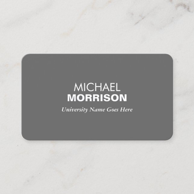 Simple and Modern Grey Graduate Student University Calling Card (Front)