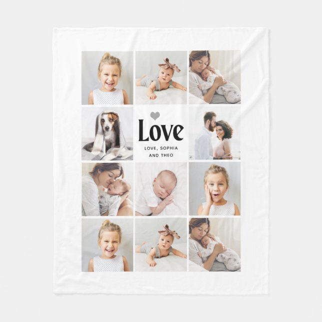 Simple and Modern | Love Photo Collage Fleece Blanket (Front)