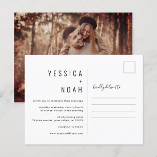 Simple and modern minimalist wedding photography invitation postcard