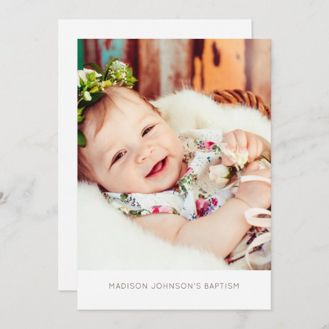 Simple and Modern Photo Baptism Party Invitation (Front/Back)
