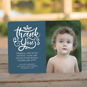 Simple and Modern Photo Baptism Thank You Card