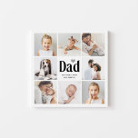 Simple and Modern | Photo Collage for Dad Faux Canvas Print<br><div class="desc">This simple black and white print features a photo grid with eight of your personal family photos, and bold modern typography that says "dad". There is also a cute, neutral grey heart. A simple and minimalist keepsake for your father on Father's Day or any time you want to let him...</div>