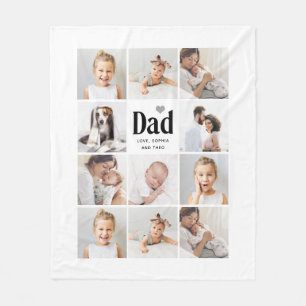 Simple and Modern   Photo Collage for Dad Fleece Blanket