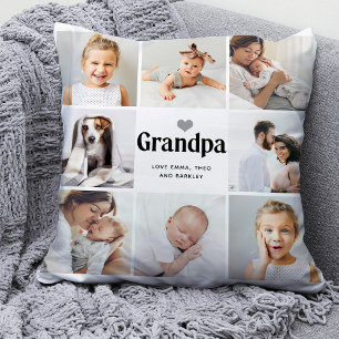 Simple and Modern   Photo Collage for Grandpa Cushion