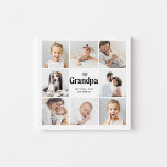 Simple and Modern | Photo Collage for Grandpa Faux Canvas Print<br><div class="desc">This simple black and white print features a photo grid with eight of your personal family photos, and bold modern typography that says "grandpa". There is also a cute, neutral grey heart. A simple and minimalist keepsake for your grandfather on Father's Day or any time you want to let him...</div>