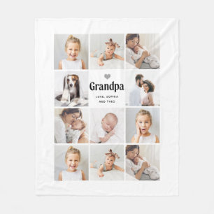 Simple and Modern   Photo Collage for Grandpa Fleece Blanket