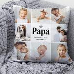 Simple and Modern | Photo Collage for Papa Cushion<br><div class="desc">This simple black and white pillow features a photo grid with eight of your personal family photos, and bold modern typography that says "papa". There is also a cute, neutral grey heart. A simple and minimalist keepsake for your grandpa or grandfather on Father's Day or any time you want to...</div>