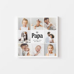 Simple and Modern | Photo Collage for Papa Faux Canvas Print<br><div class="desc">This simple black and white print features a photo grid with eight of your personal family photos, and bold modern typography that says "papa". There is also a cute, neutral grey heart. A simple and minimalist keepsake for your grandpa or grandfather on Father's Day or any time you want to...</div>