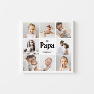Simple and Modern   Photo Collage for Papa Faux Canvas Print
