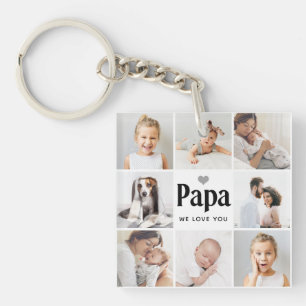 Simple and Modern   Photo Collage for Papa Key Ring