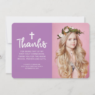 Simple and Modern Photo Cross Communion Thank You