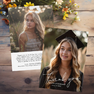 Simple and Modern Photo Graduation Thank You Card