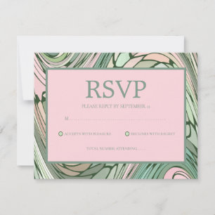 Simple and Modern Pink and Green Bat Mitzvah RSVP Card