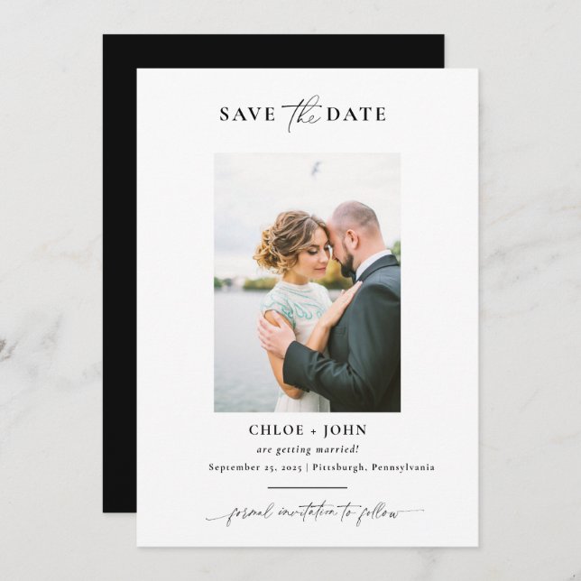 Simple and Modern Save the Date with Photo Invitation (Front/Back)