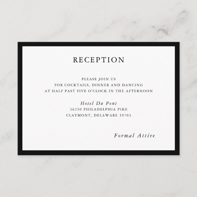 Simple and Modern Wedding Reception Card (Front)
