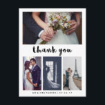 Simple and Modern Wedding Thank You | 4 Photo Postcard<br><div class="desc">These simple yet stylish wedding thank you postcards feature trendy black typography on a white background,  with room for four of your personal wedding photos.</div>