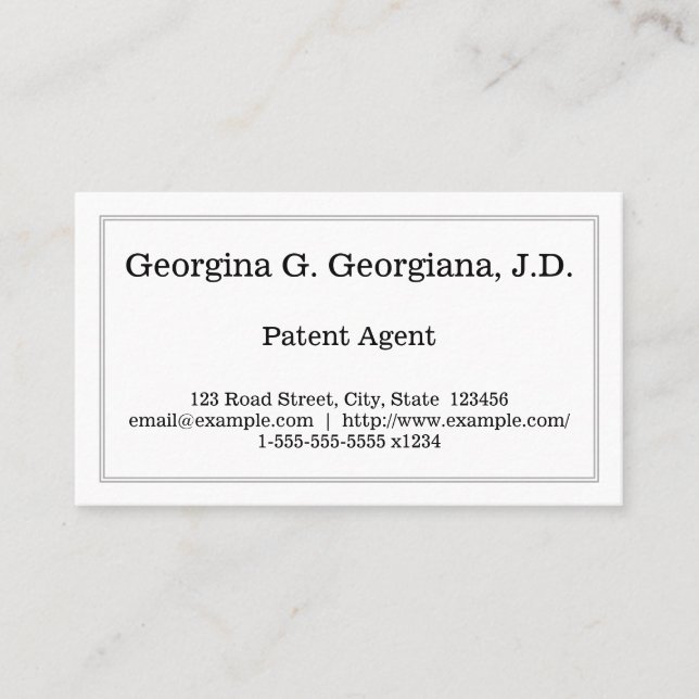 Simple and Plain Patent Agent Business Card (Front)