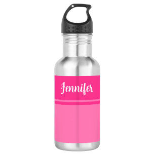 Simple and Pretty Hot Pink Striped Custom Name 532 Ml Water Bottle