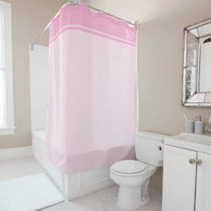 Simple and Pretty Light Pink Striped Monogram Shower Curtain