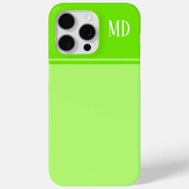 Simple and Pretty Lime Green Striped Monogram Case-Mate iPhone Case (Back)