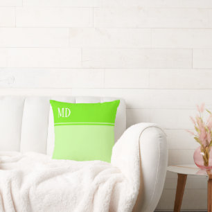 Simple and Pretty Lime Green Striped Monogram Cushion