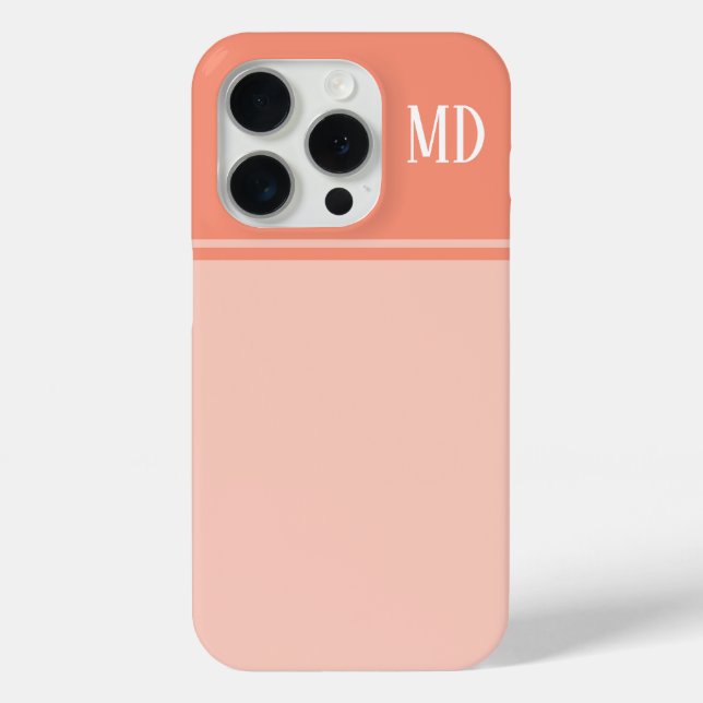 Simple and Pretty Salmon Pink Striped Monogram Case-Mate iPhone Case (Back)