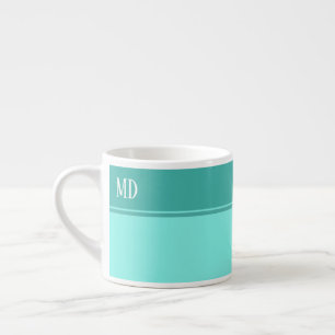 Simple and Pretty Teal Blue Striped Monogram Espresso Cup