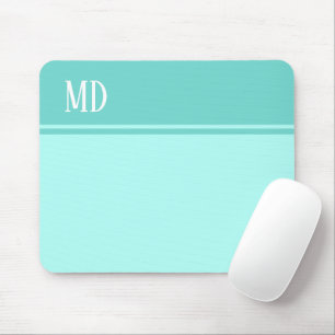 Simple and Pretty Teal Blue Striped Monogram Mouse Mat