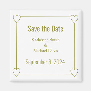 Simple and Romantic Hearts Save the Date Wedding Magnet
