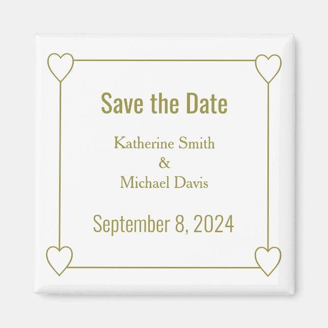 Simple and Romantic Hearts Save the Date Wedding Magnet (Front)