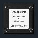 Simple and Romantic Hearts Save the Date Wedding Magnet<br><div class="desc">This simple and elegant save the date magnet features romantic hearts on the corners and clear sophisticated lettering.</div>