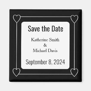 Simple and Romantic Hearts Save the Date Wedding Magnet