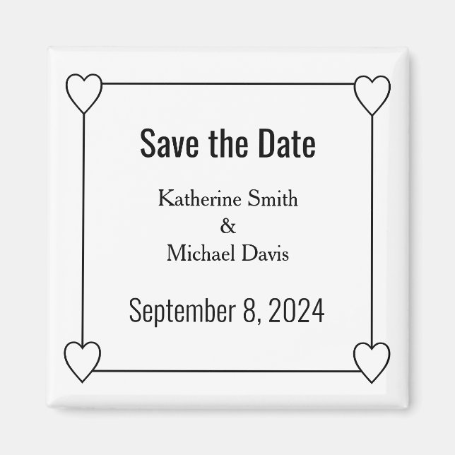 Simple and Romantic Hearts Save the Date Wedding Magnet (Front)