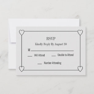 Simple and Romantic Hearts White Wedding RSVP Card