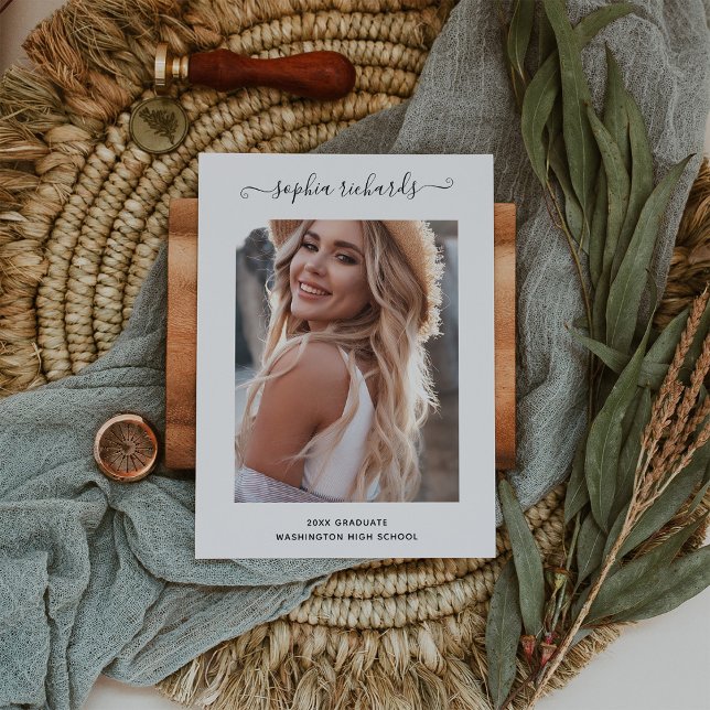 Simple and Stylish Black and White Photo Graduate Announcement (Creator Uploaded)