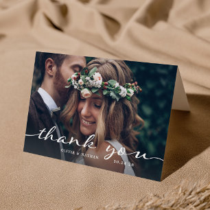 Simple and Stylish Modern Photo Wedding Thank You Card