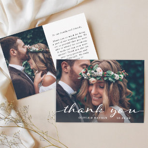 Simple and Stylish   Modern Two Photo Wedding Thank You Card
