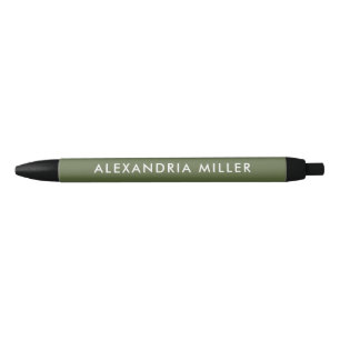 Simple and Stylish Olive Green Black Ink Pen