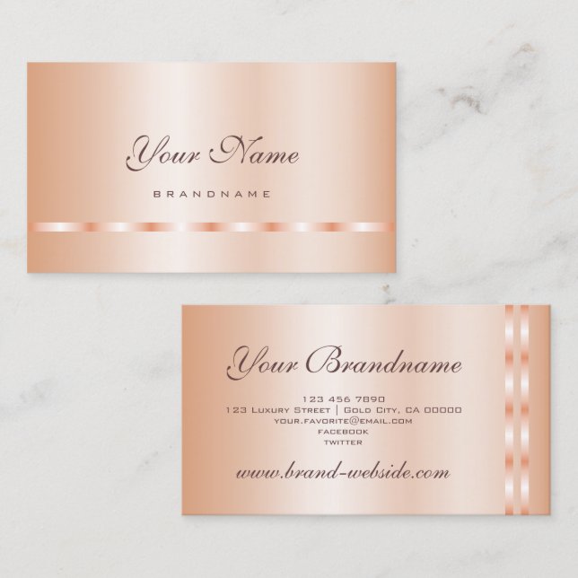 Simple and Stylish Rose Gold Blush Professional Business Card (Front/Back)