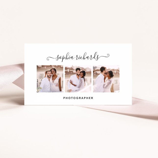 Simple and Stylish | Three Photo Photographer Business Card (Creator Uploaded)