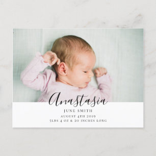 simple and sweet birth announcement postcard