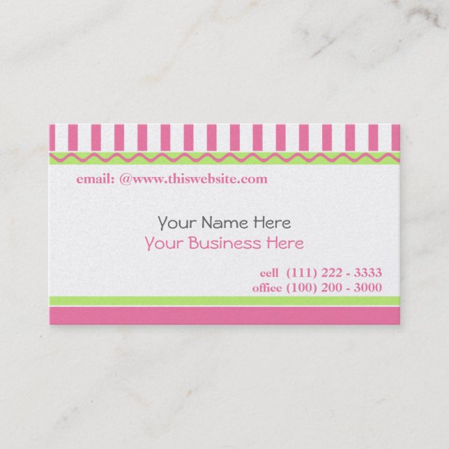 Simple and Sweet/ Pink Business Card (Front)