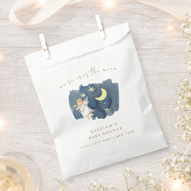 Simple Angel Moon Star Baby Shower  Favour Bags (Clipped)