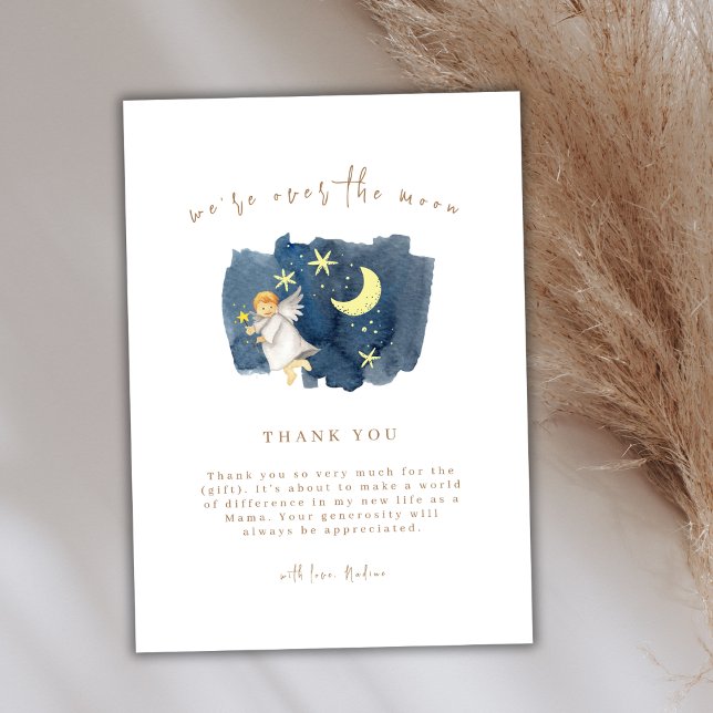 Simple Angel Moon Star Baby Shower  Thank You Card (Simple Angel Moon Star Baby Shower Thank You Card)