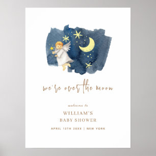 Simple Angel Moon Star Baby Shower Welcome Sign