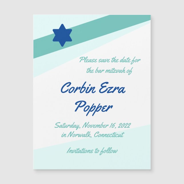 Simple Angles Magnetic Save the Date Card (Front)